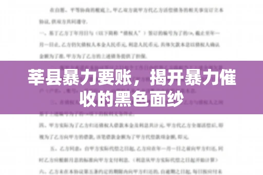 莘县暴力要账,揭开暴力催收的黑色面纱 莘县暴力要账,揭开暴力催收的黑色面纱
