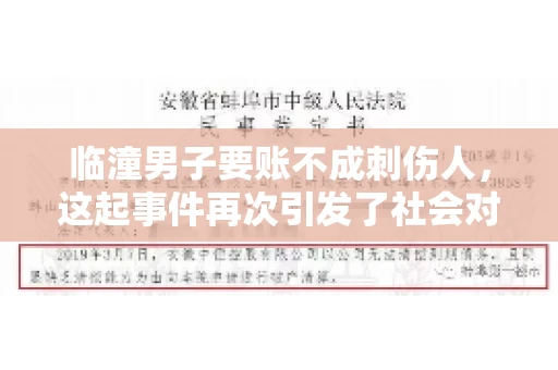 临潼男子要账不成刺伤人，这起事件再次引发了社会对讨债行为的关注。在这个故事中，我们不仅要了解事件的经过，还要思考如何避免类似悲剧的发生。
