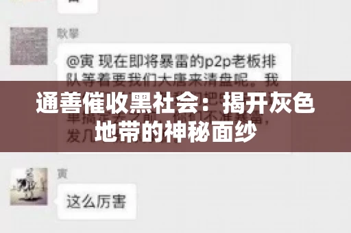 通善催收黑社会：揭开灰色地带的神秘面纱